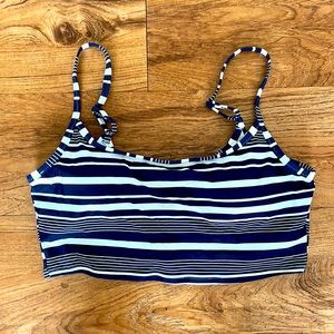 Aerie Scoop Blue and White Striped Swim Top Size Large
